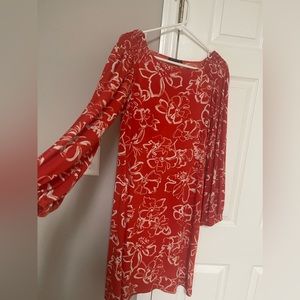 Rich Orange & White , long sleeved Size Medium Dress